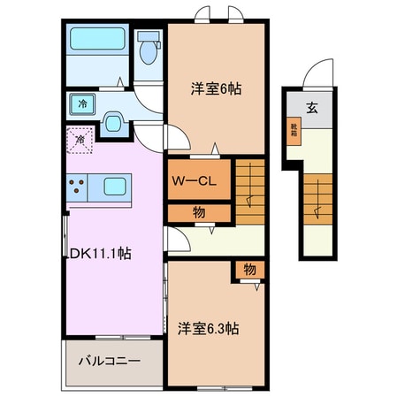 エレガンシアⅡ　Ａの物件間取画像